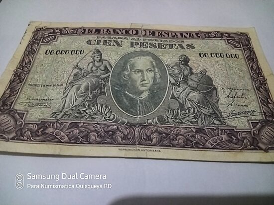 100 Pesetas Españolas (Espesimen)
